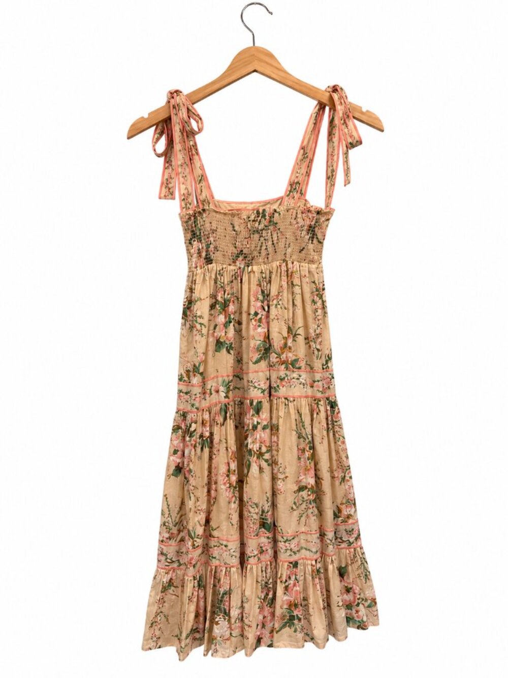 Zimmermann Moonshine Tie Shoulder Floral Maxi Dress Cream Pink Size 2 - Picture 11 of 11
